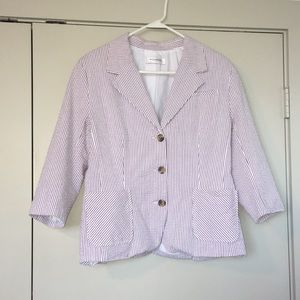 3/4 length sleeve seersucker blazer